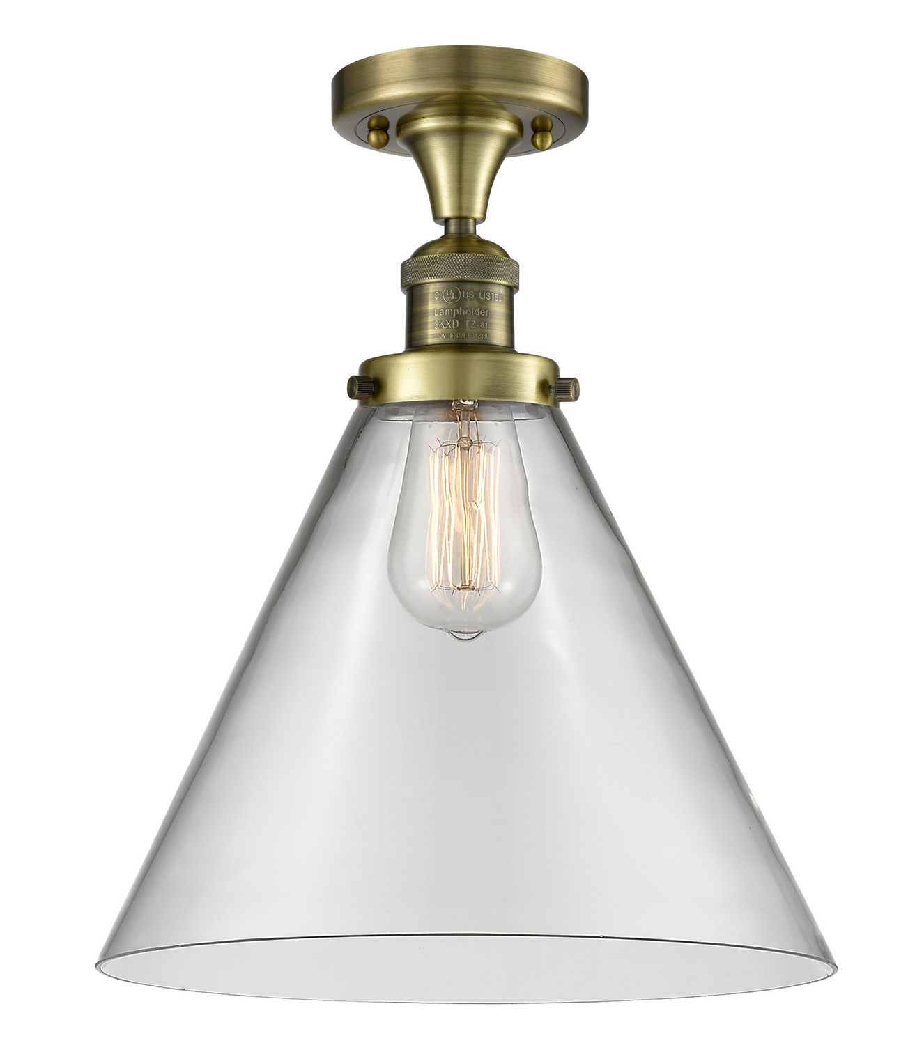 One Light Semi-Flush Mount by Innovations - Franklin Restoration Collection, Antique Brass Finish - 517-1CH-AB-G42-L