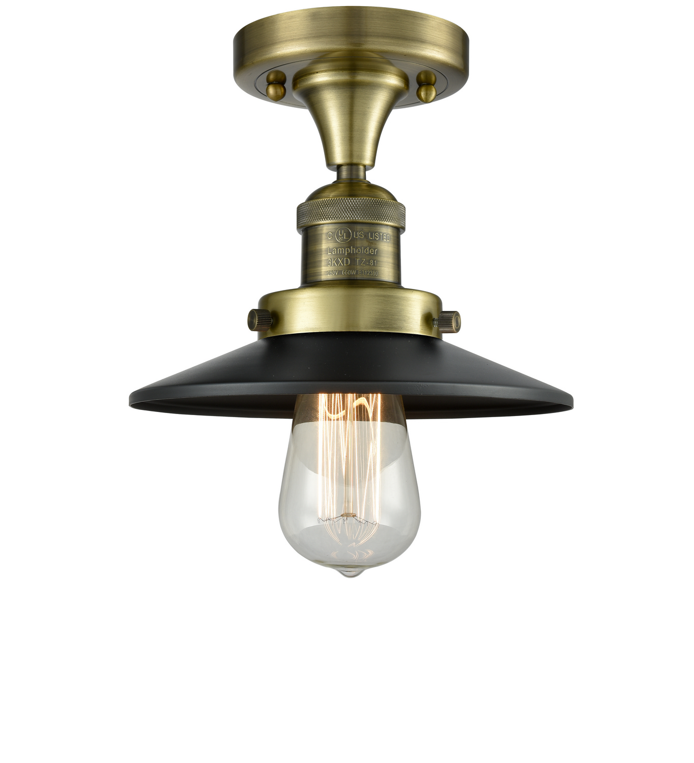 LED Semi-Flush Mount by Innovations - Franklin Restoration Collection, Antique Brass Finish - 517-1CH-AB-M6-LED