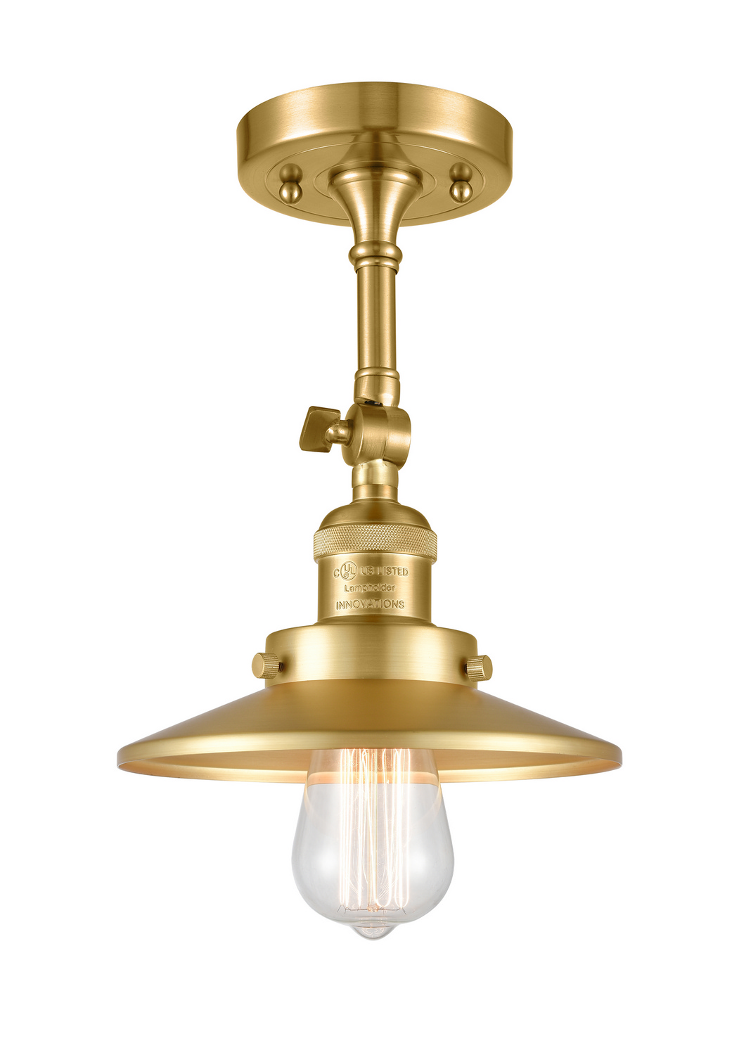 LED Semi-Flush Mount by Innovations - Franklin Restoration Collection, Satin Gold Finish - 201F-SG-M4-LED