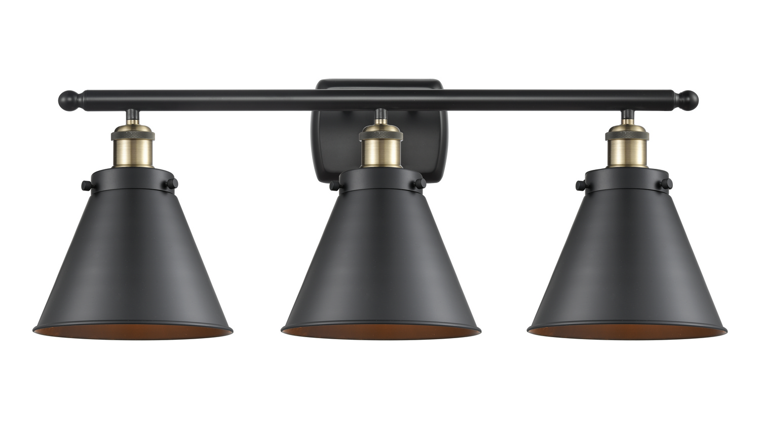 Three Light Bath Vanity by Innovations - Ballston Urban Collection, Black Antique Brass Finish - 916-3W-BAB-M13-BK