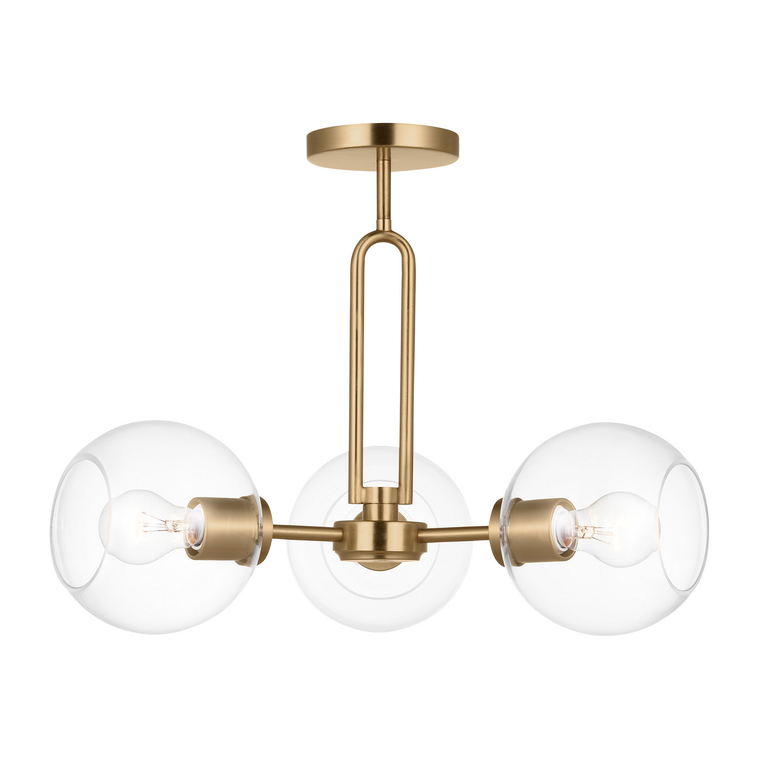 Visual Comfort Studio Codyn Three Light Semi-Flush Mount in Satin Brass - 7755703-848