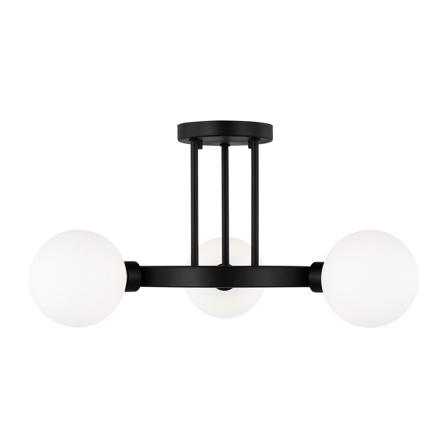 Visual Comfort Studio Clybourn Three Light Semi-Flush Mount in Midnight Black - 7761603-112