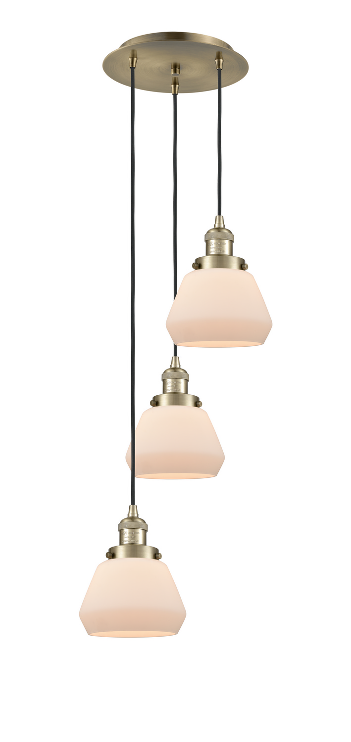 Three Light Pendant by Innovations - Franklin Restoration Collection, Antique Brass Finish - 113F-3P-AB-G171