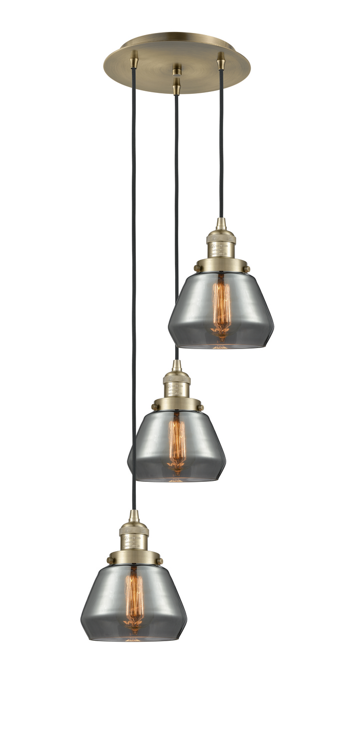 Three Light Pendant by Innovations - Franklin Restoration Collection, Antique Brass Finish - 113F-3P-AB-G173