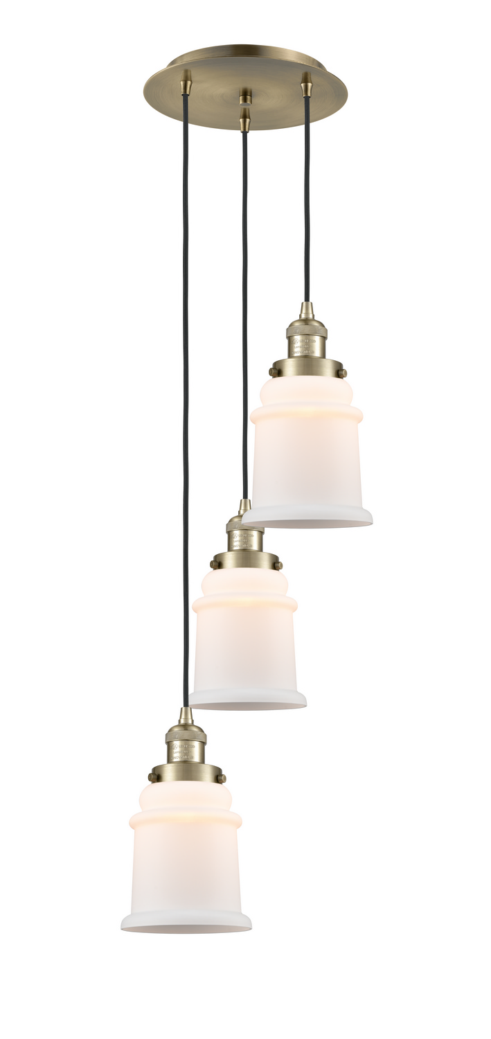 Three Light Pendant by Innovations - Franklin Restoration Collection, Antique Brass Finish - 113F-3P-AB-G181