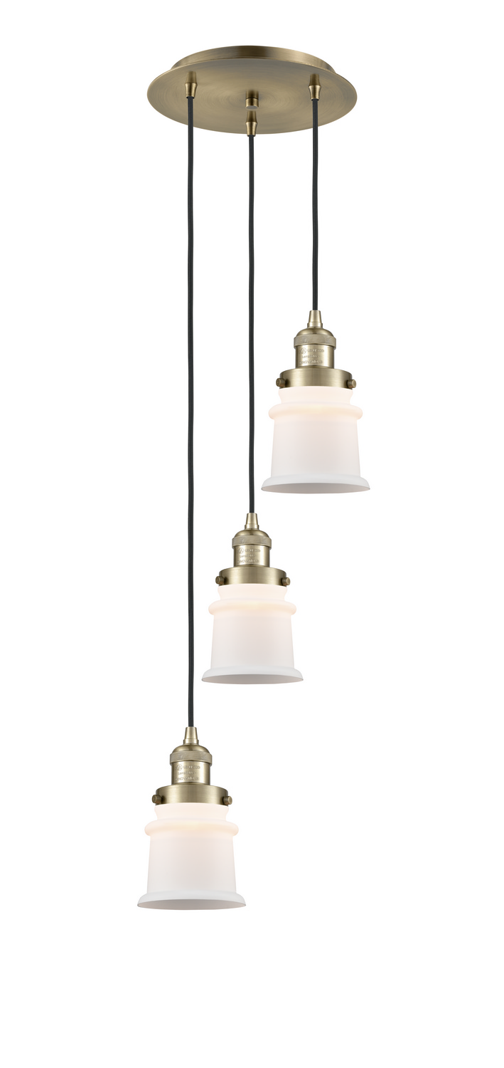 Three Light Pendant by Innovations - Franklin Restoration Collection, Antique Brass Finish - 113F-3P-AB-G181S