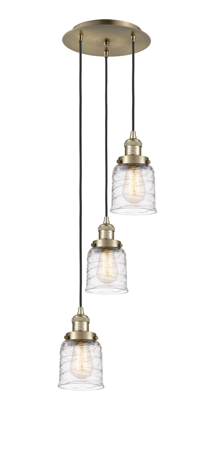 Three Light Pendant by Innovations - Franklin Restoration Collection, Antique Brass Finish - 113F-3P-AB-G513