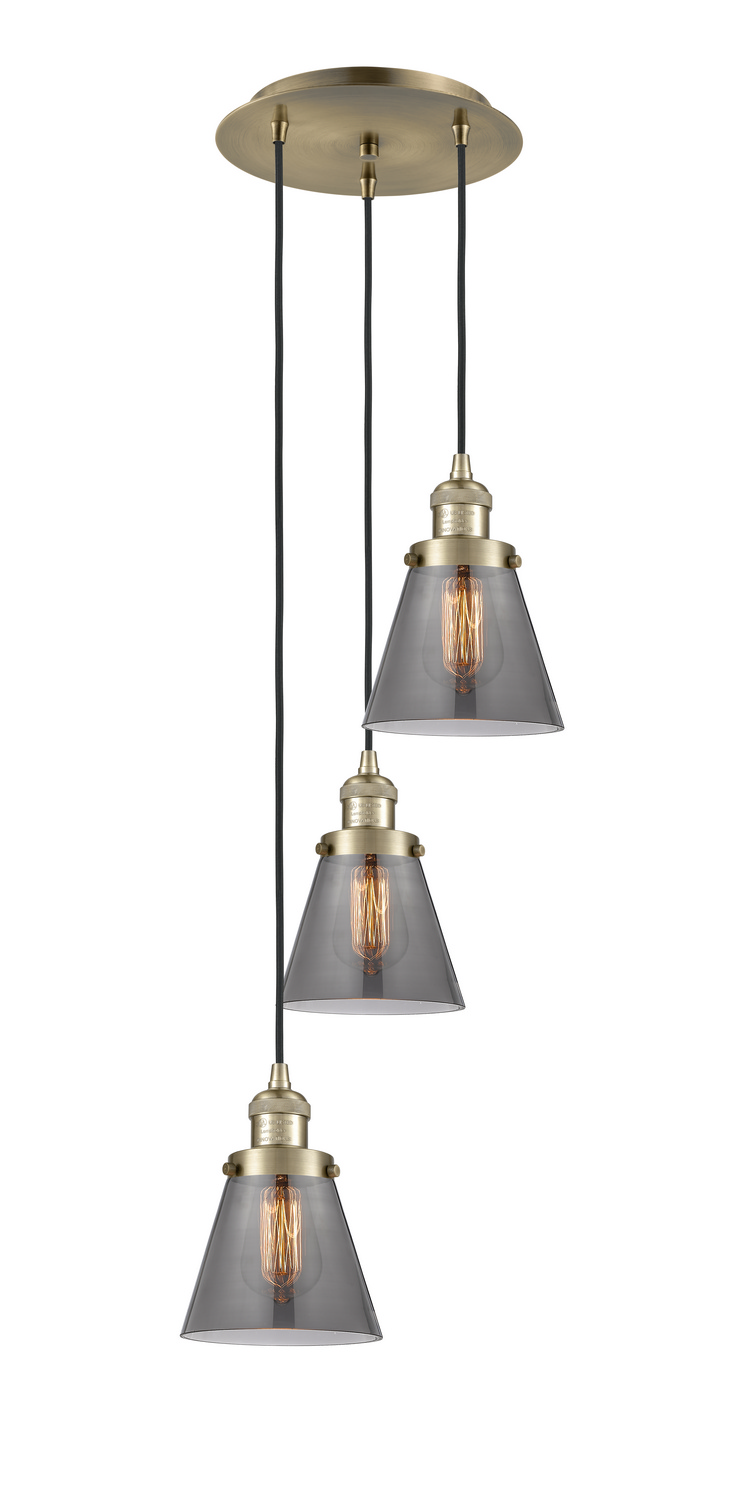 Three Light Pendant by Innovations - Franklin Restoration Collection, Antique Brass Finish - 113F-3P-AB-G63