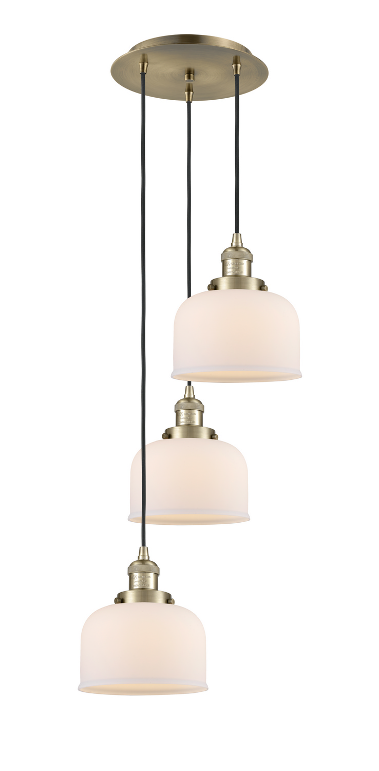 Three Light Pendant by Innovations - Franklin Restoration Collection, Antique Brass Finish - 113F-3P-AB-G71