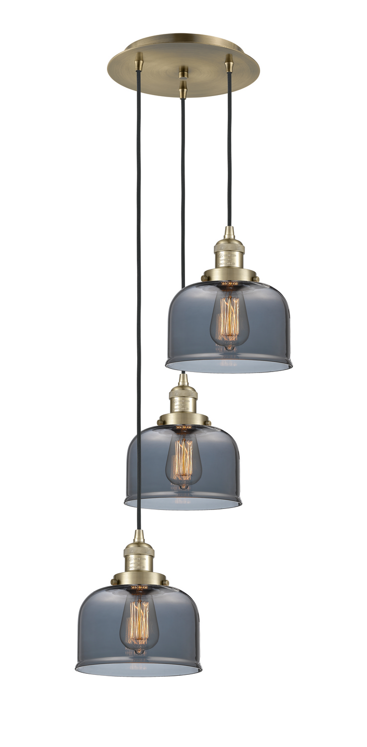 Three Light Pendant by Innovations - Franklin Restoration Collection, Antique Brass Finish - 113F-3P-AB-G73