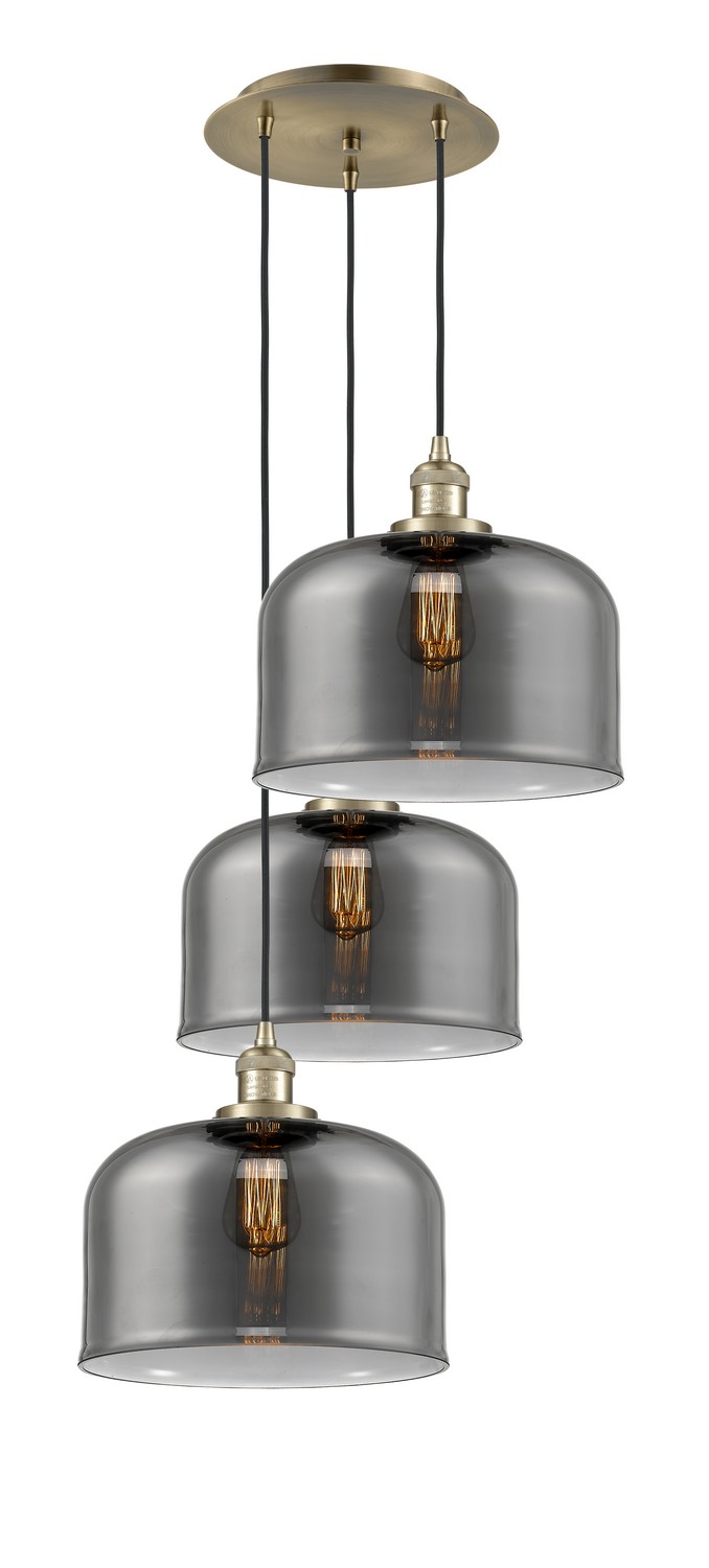 Three Light Pendant by Innovations - Franklin Restoration Collection, Antique Brass Finish - 113F-3P-AB-G73-L