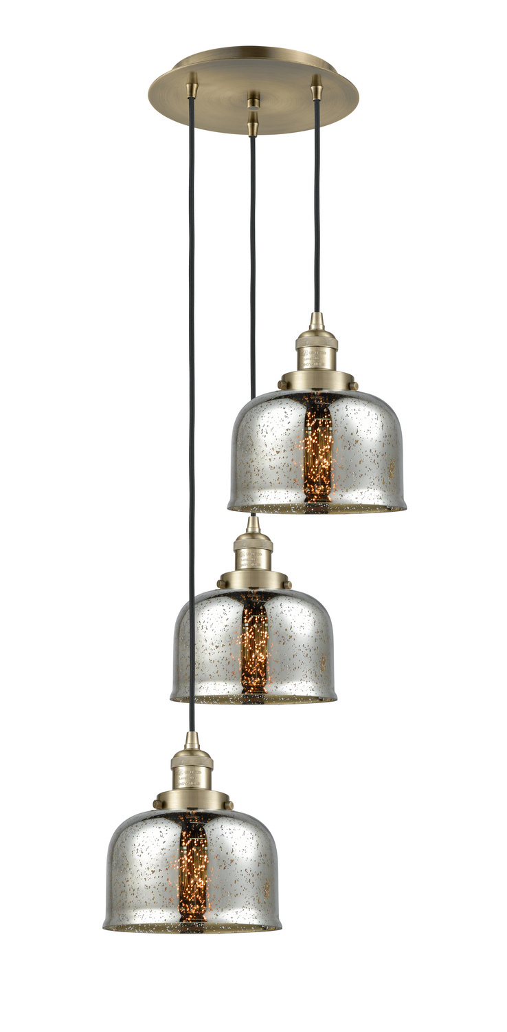 Three Light Pendant by Innovations - Franklin Restoration Collection, Antique Brass Finish - 113F-3P-AB-G78