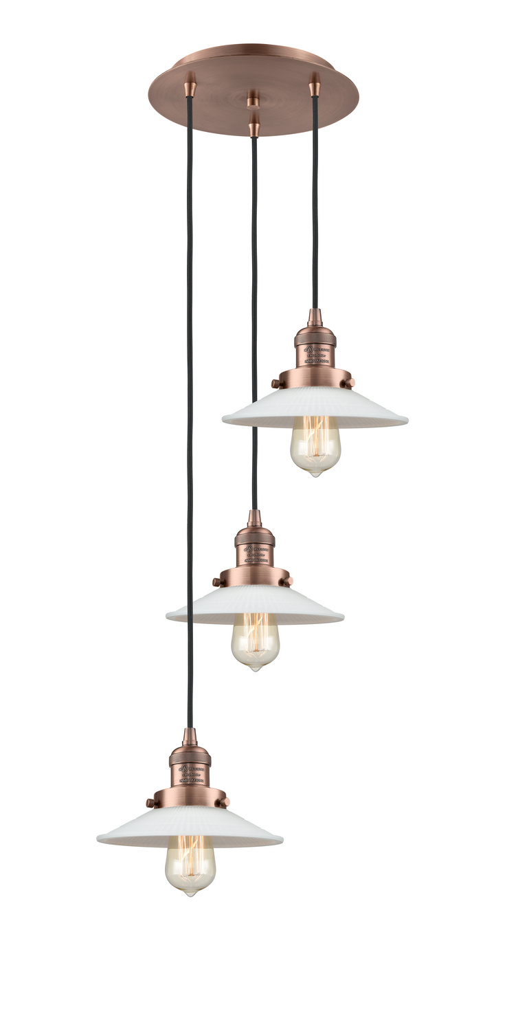 Three Light Pendant by Innovations - Franklin Restoration Collection, Antique Copper Finish - 113F-3P-AC-G1
