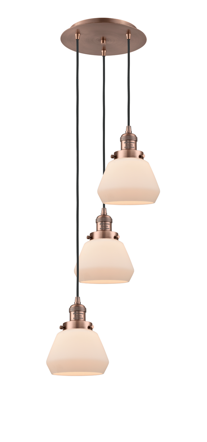 Three Light Pendant by Innovations - Franklin Restoration Collection, Antique Copper Finish - 113F-3P-AC-G171