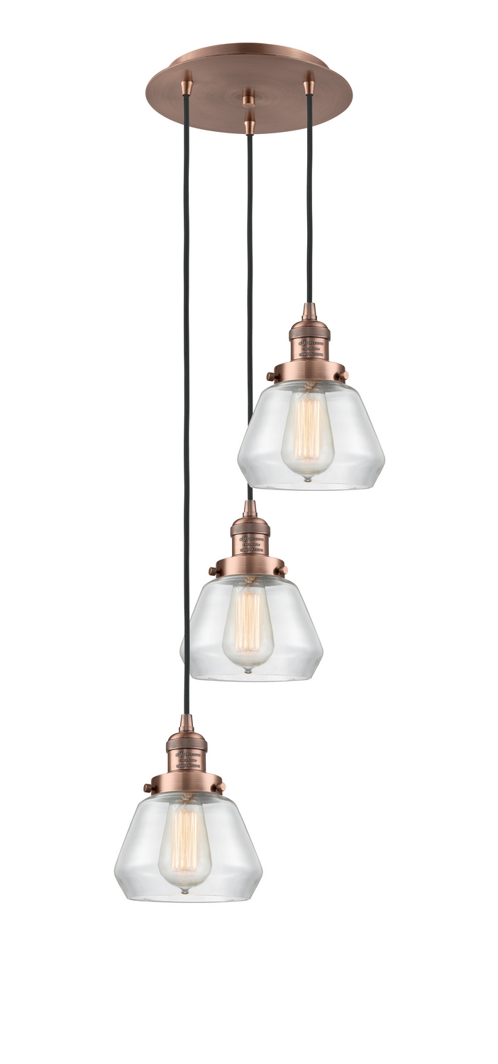 Three Light Pendant by Innovations - Franklin Restoration Collection, Antique Copper Finish - 113F-3P-AC-G172