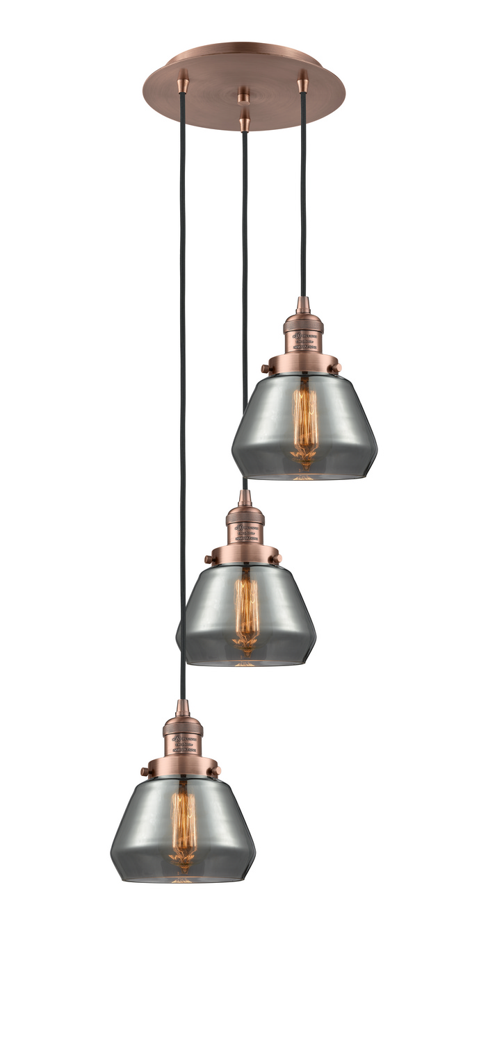 Three Light Pendant by Innovations - Franklin Restoration Collection, Antique Copper Finish - 113F-3P-AC-G173