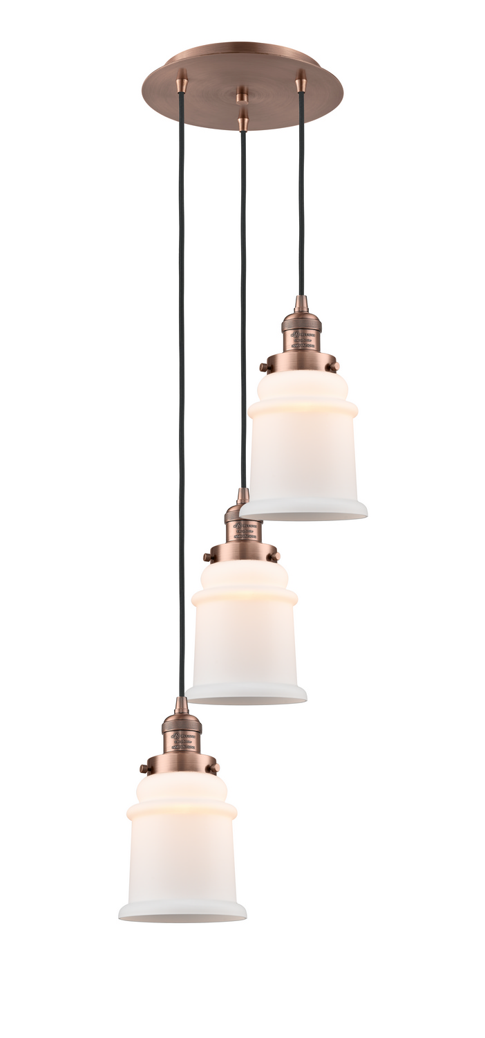 Three Light Pendant by Innovations - Franklin Restoration Collection, Antique Copper Finish - 113F-3P-AC-G181