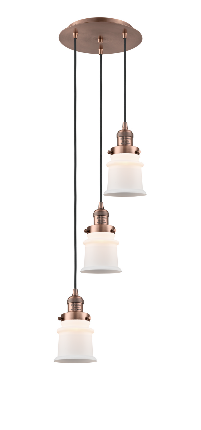 Three Light Pendant by Innovations - Franklin Restoration Collection, Antique Copper Finish - 113F-3P-AC-G181S