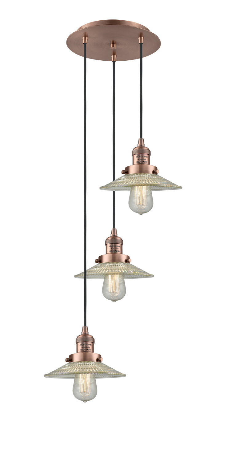 Three Light Pendant by Innovations - Franklin Restoration Collection, Antique Copper Finish - 113F-3P-AC-G2