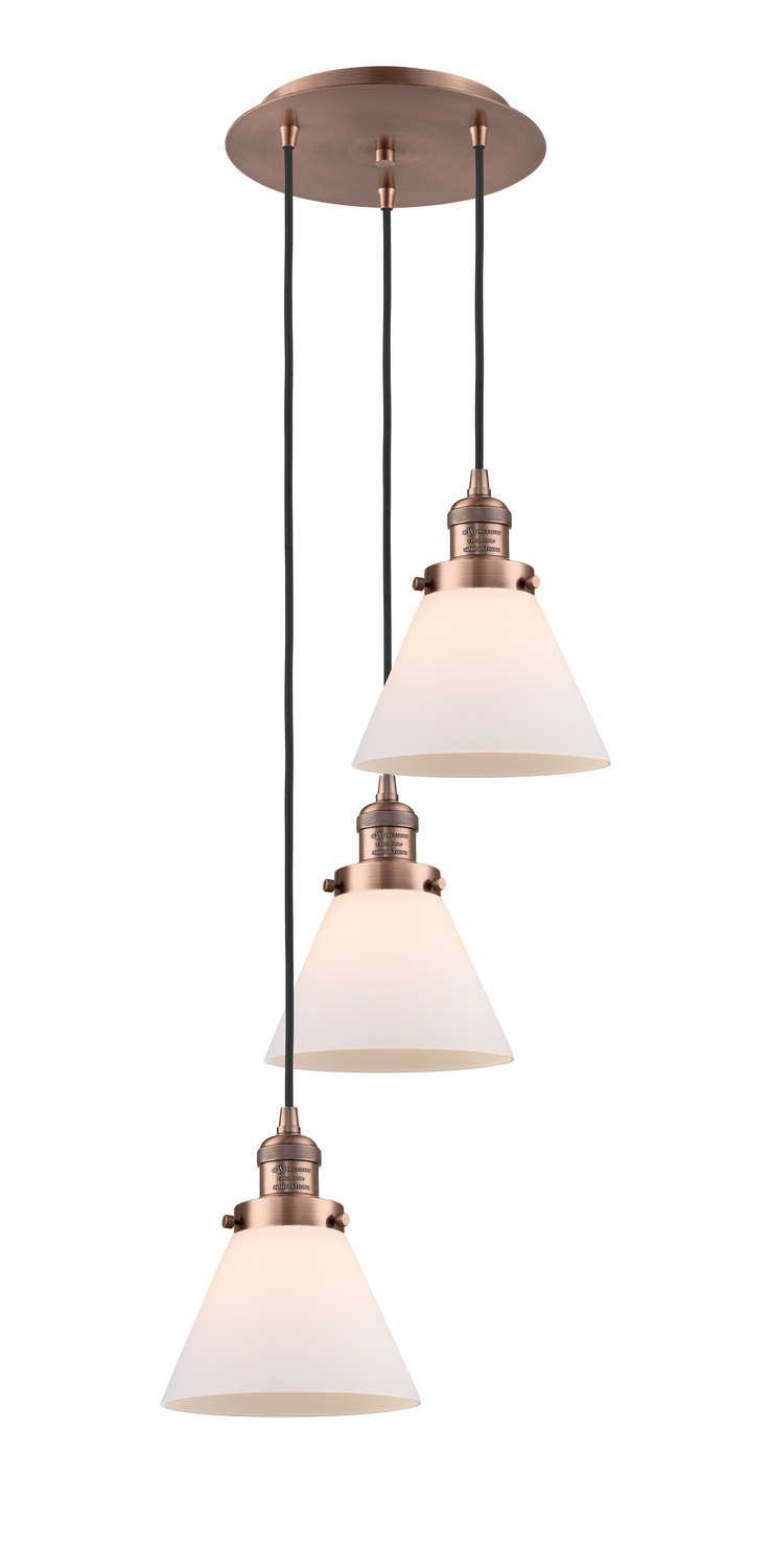 Three Light Pendant by Innovations - Franklin Restoration Collection, Antique Copper Finish - 113F-3P-AC-G41