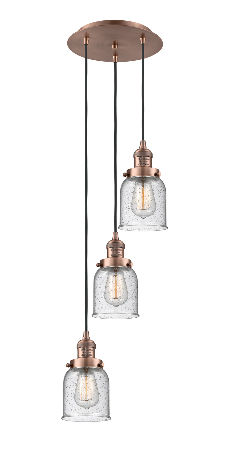 Three Light Pendant by Innovations - Franklin Restoration Collection, Antique Copper Finish - 113F-3P-AC-G54
