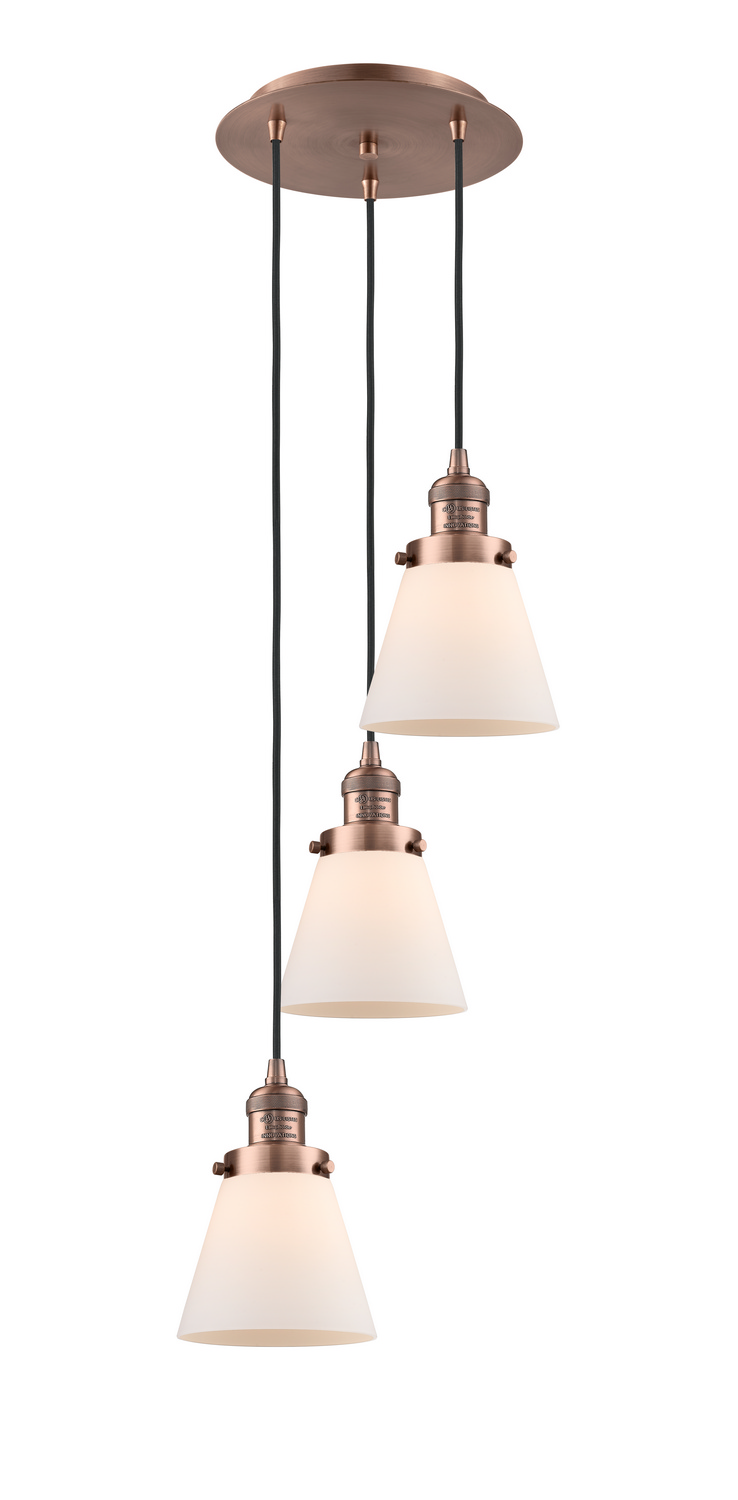 Three Light Pendant by Innovations - Franklin Restoration Collection, Antique Copper Finish - 113F-3P-AC-G61