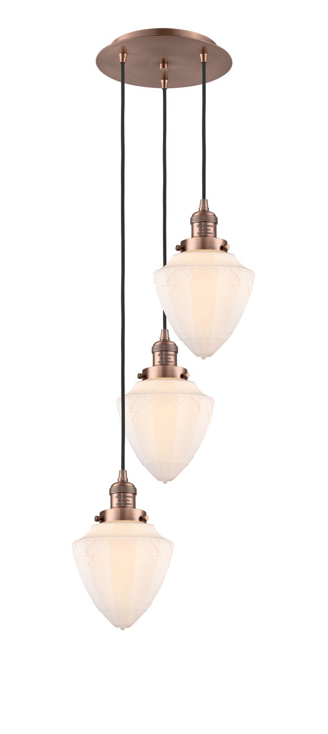 Three Light Pendant by Innovations - Franklin Restoration Collection, Antique Copper Finish - 113F-3P-AC-G661-7