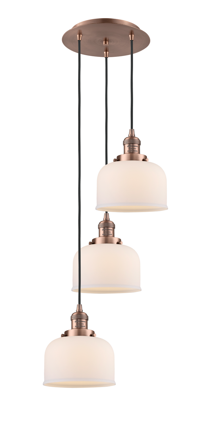Three Light Pendant by Innovations - Franklin Restoration Collection, Antique Copper Finish - 113F-3P-AC-G71