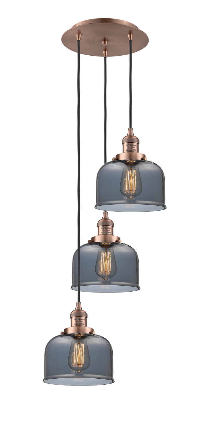 Three Light Pendant by Innovations - Franklin Restoration Collection, Antique Copper Finish - 113F-3P-AC-G73