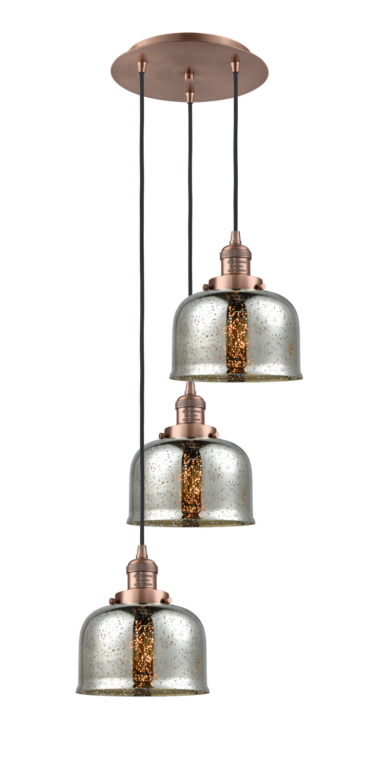 Three Light Pendant by Innovations - Franklin Restoration Collection, Antique Copper Finish - 113F-3P-AC-G78
