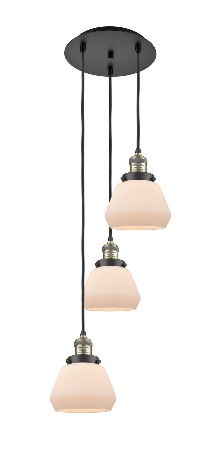 Three Light Pendant by Innovations - Franklin Restoration Collection, Black Antique Brass Finish - 113F-3P-BAB-G171