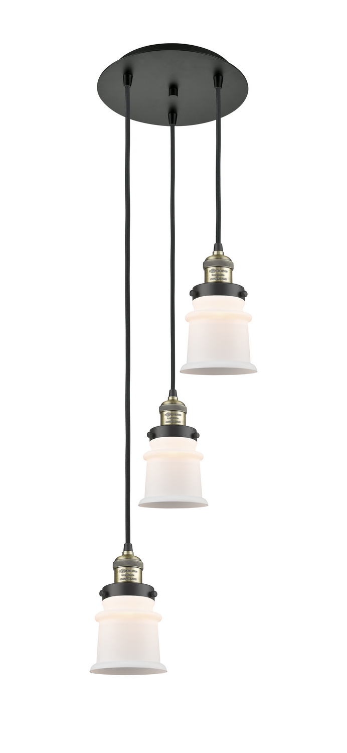Three Light Pendant by Innovations - Franklin Restoration Collection, Black Antique Brass Finish - 113F-3P-BAB-G181S