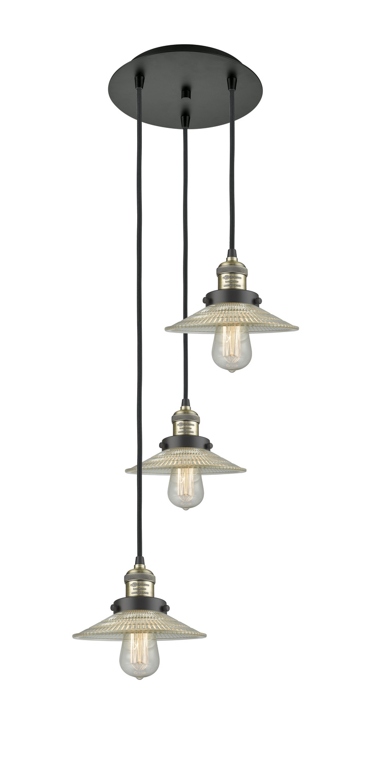 Three Light Pendant by Innovations - Franklin Restoration Collection, Black Antique Brass Finish - 113F-3P-BAB-G2