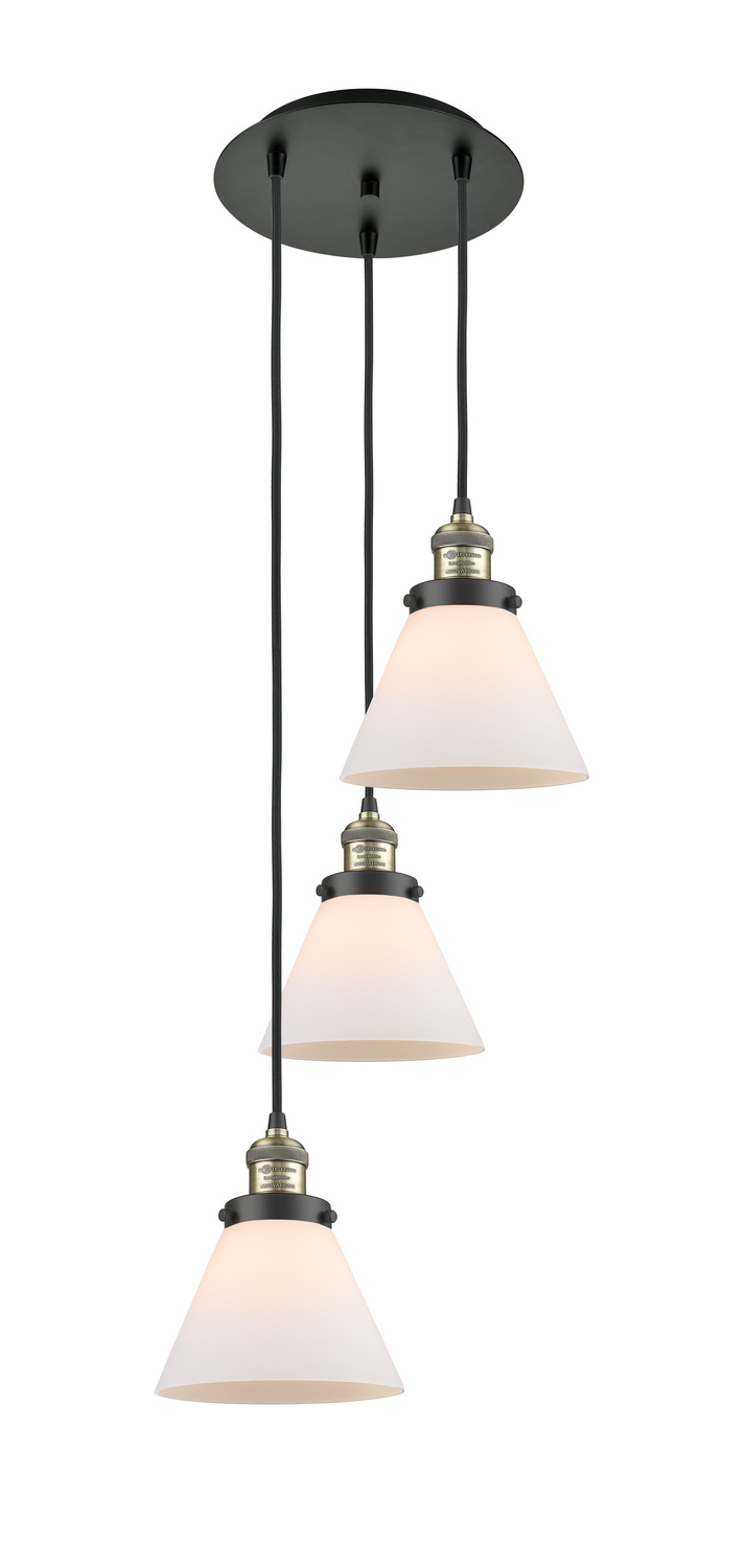 Three Light Pendant by Innovations - Franklin Restoration Collection, Black Antique Brass Finish - 113F-3P-BAB-G41