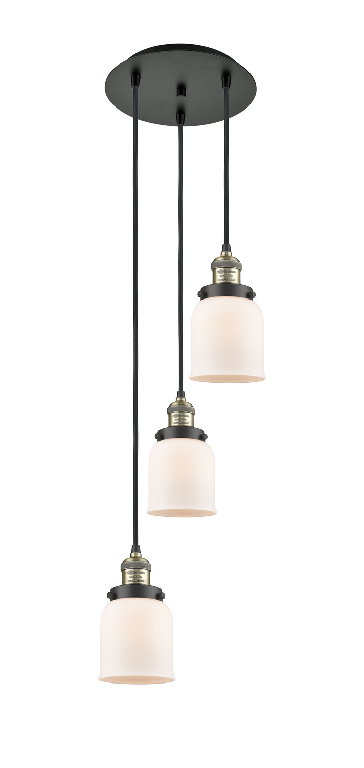 Three Light Pendant by Innovations - Franklin Restoration Collection, Black Antique Brass Finish - 113F-3P-BAB-G51