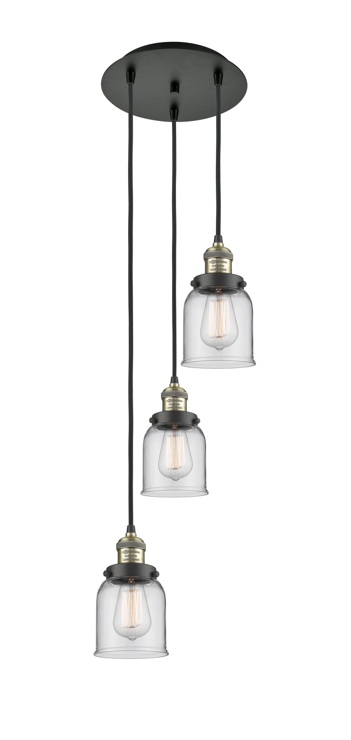 Three Light Pendant by Innovations - Franklin Restoration Collection, Black Antique Brass Finish - 113F-3P-BAB-G52