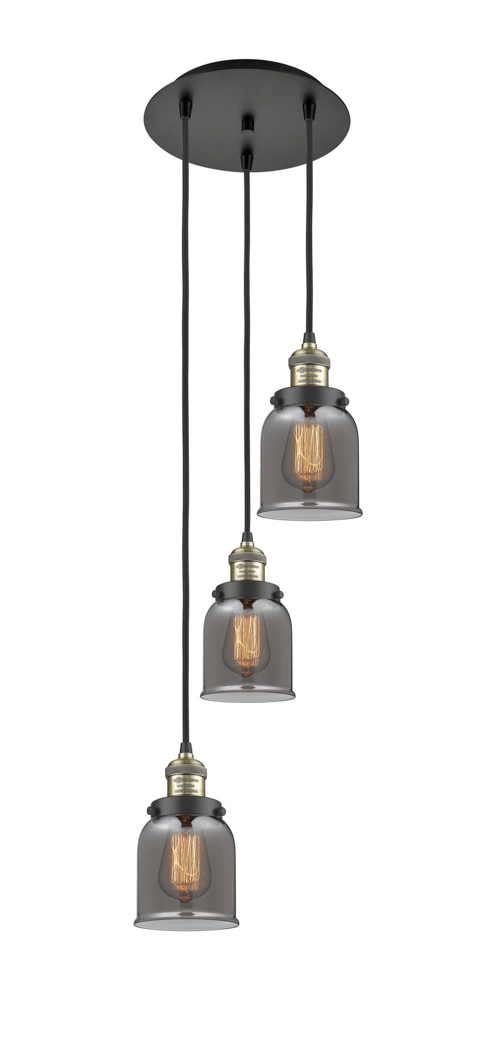 Three Light Pendant by Innovations - Franklin Restoration Collection, Black Antique Brass Finish - 113F-3P-BAB-G53