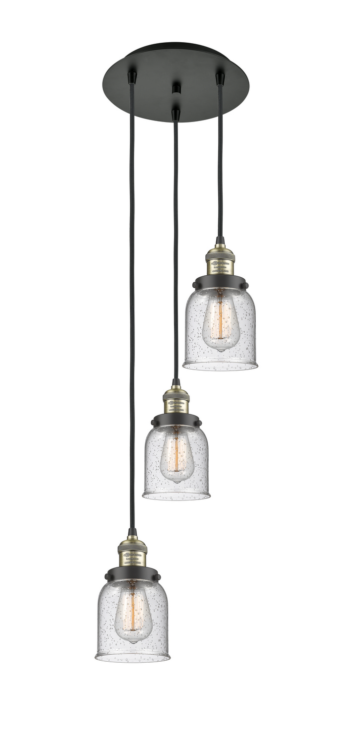 Three Light Pendant by Innovations - Franklin Restoration Collection, Black Antique Brass Finish - 113F-3P-BAB-G54