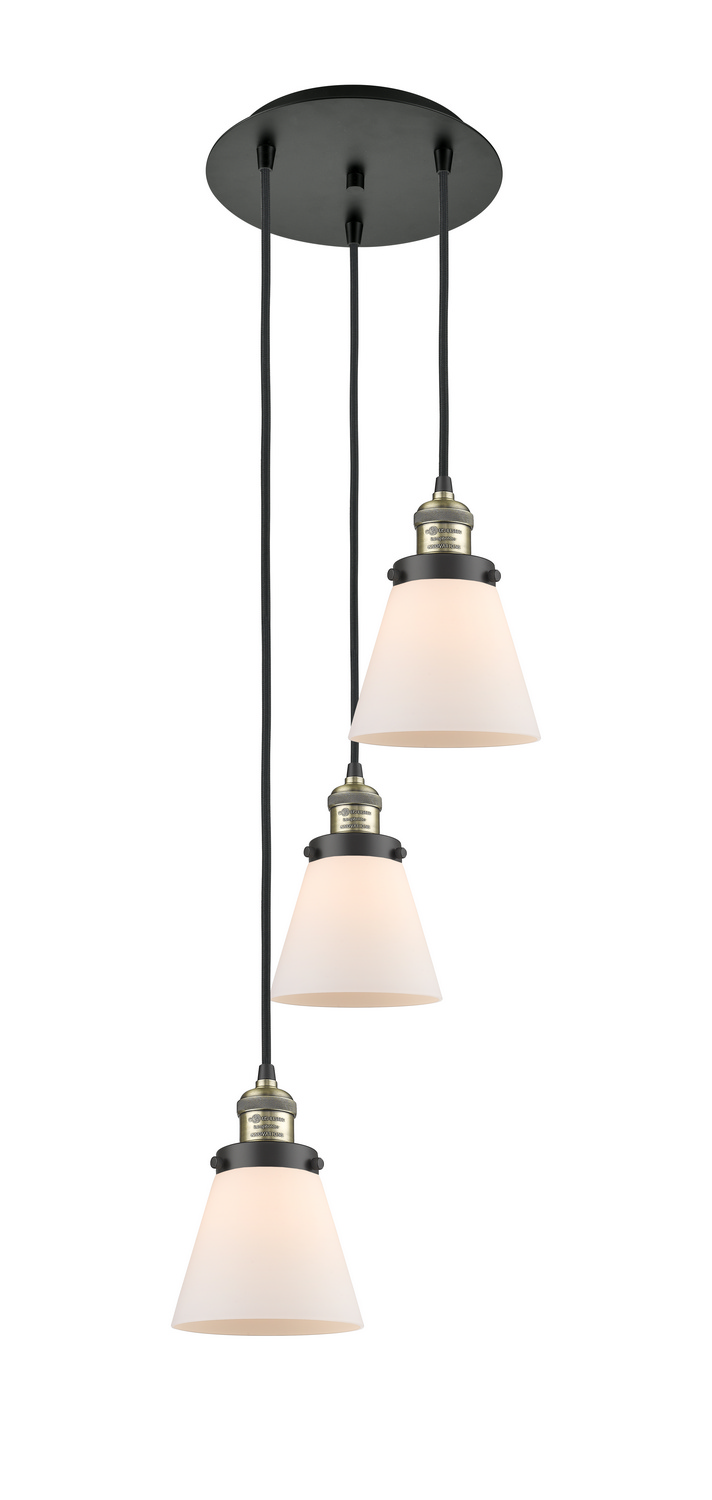 Three Light Pendant by Innovations - Franklin Restoration Collection, Black Antique Brass Finish - 113F-3P-BAB-G61