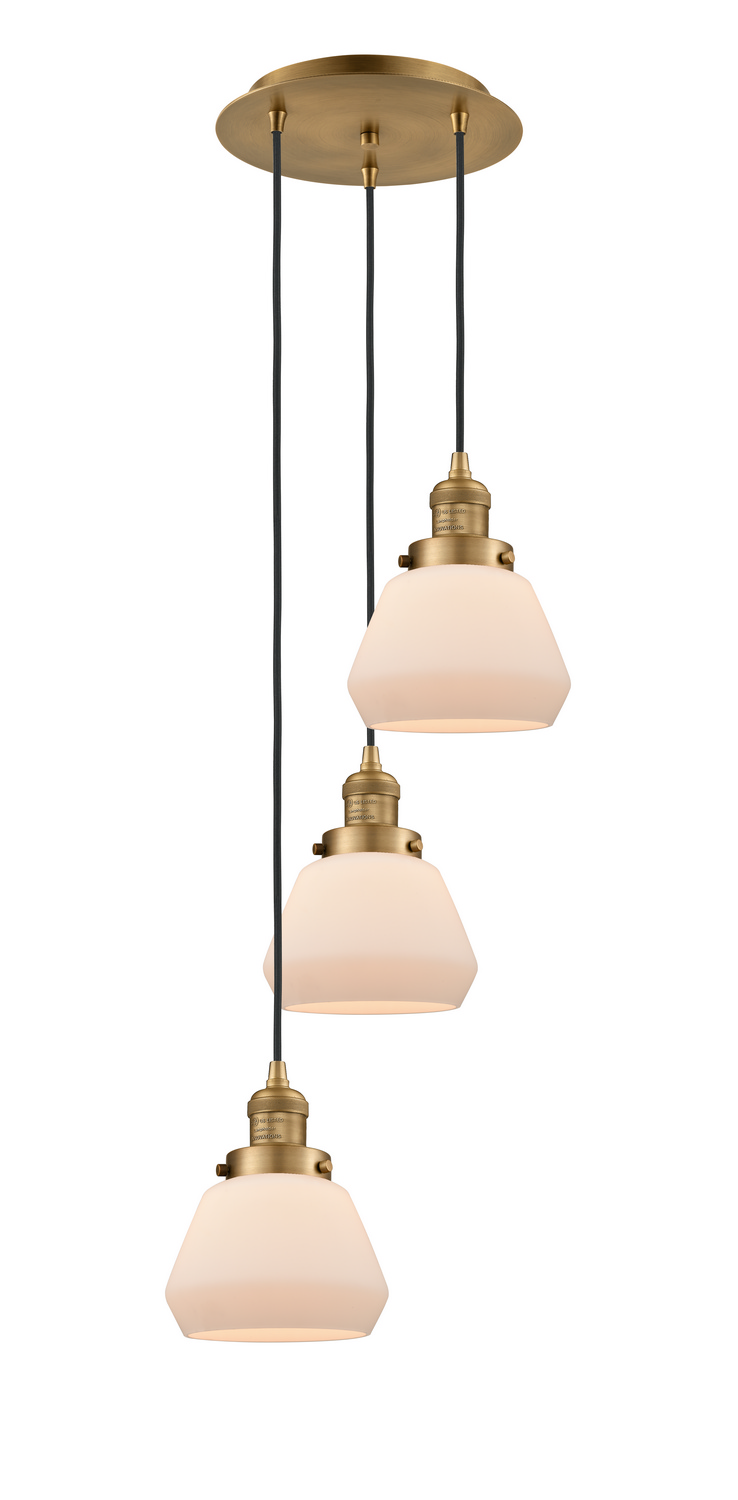 Three Light Pendant by Innovations - Franklin Restoration Collection, Brushed Brass Finish - 113F-3P-BB-G171
