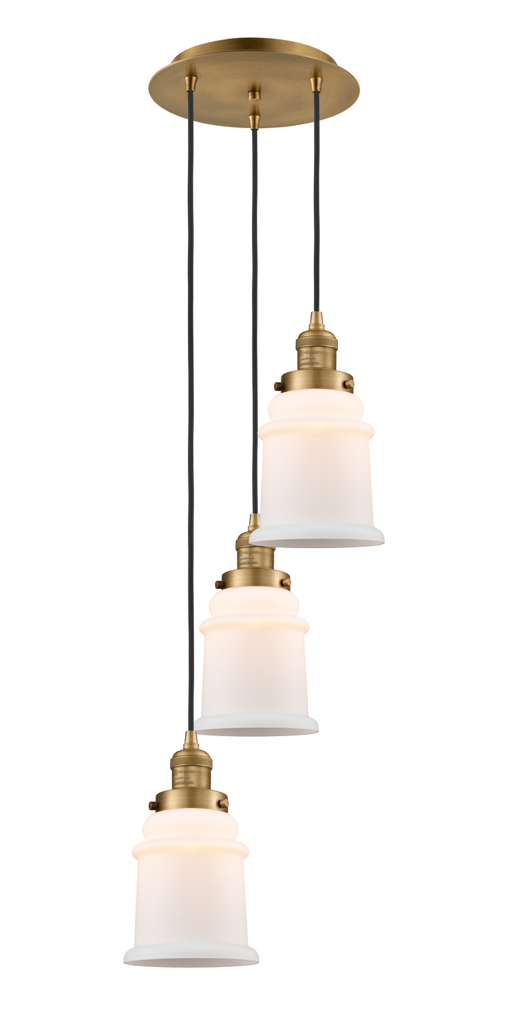 Three Light Pendant by Innovations - Franklin Restoration Collection, Brushed Brass Finish - 113F-3P-BB-G181