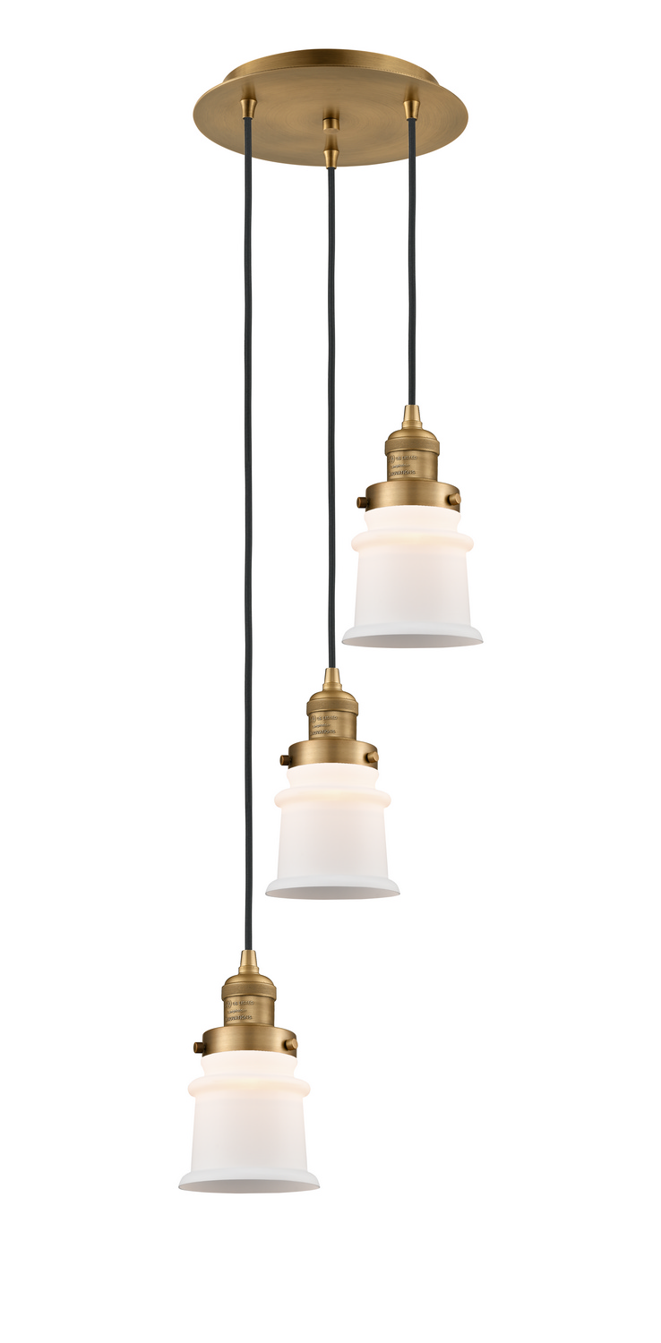 Three Light Pendant by Innovations - Franklin Restoration Collection, Brushed Brass Finish - 113F-3P-BB-G181S