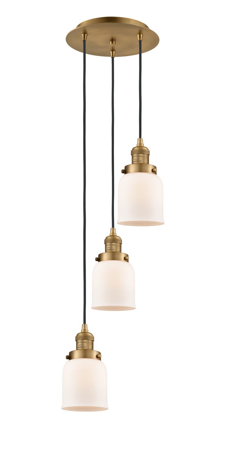 Three Light Pendant by Innovations - Franklin Restoration Collection, Brushed Brass Finish - 113F-3P-BB-G51