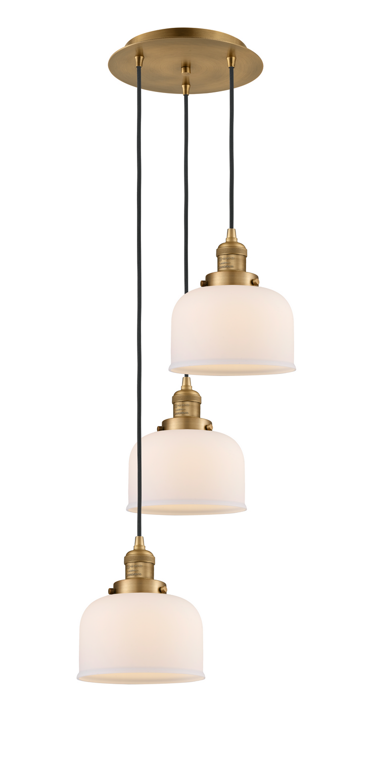 Three Light Pendant by Innovations - Franklin Restoration Collection, Brushed Brass Finish - 113F-3P-BB-G71