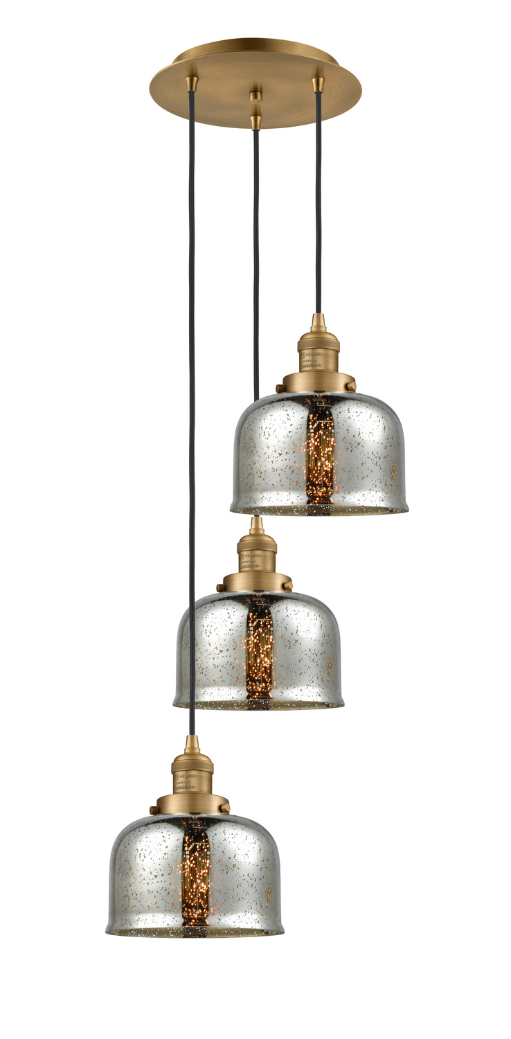 Three Light Pendant by Innovations - Franklin Restoration Collection, Brushed Brass Finish - 113F-3P-BB-G78