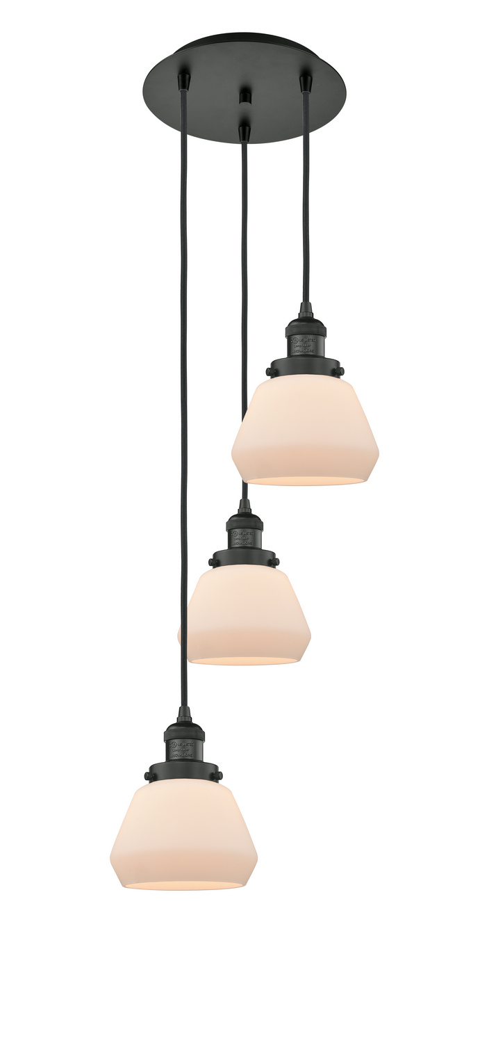 Three Light Pendant by Innovations - Franklin Restoration Collection, Matte Black Finish - 113F-3P-BK-G171