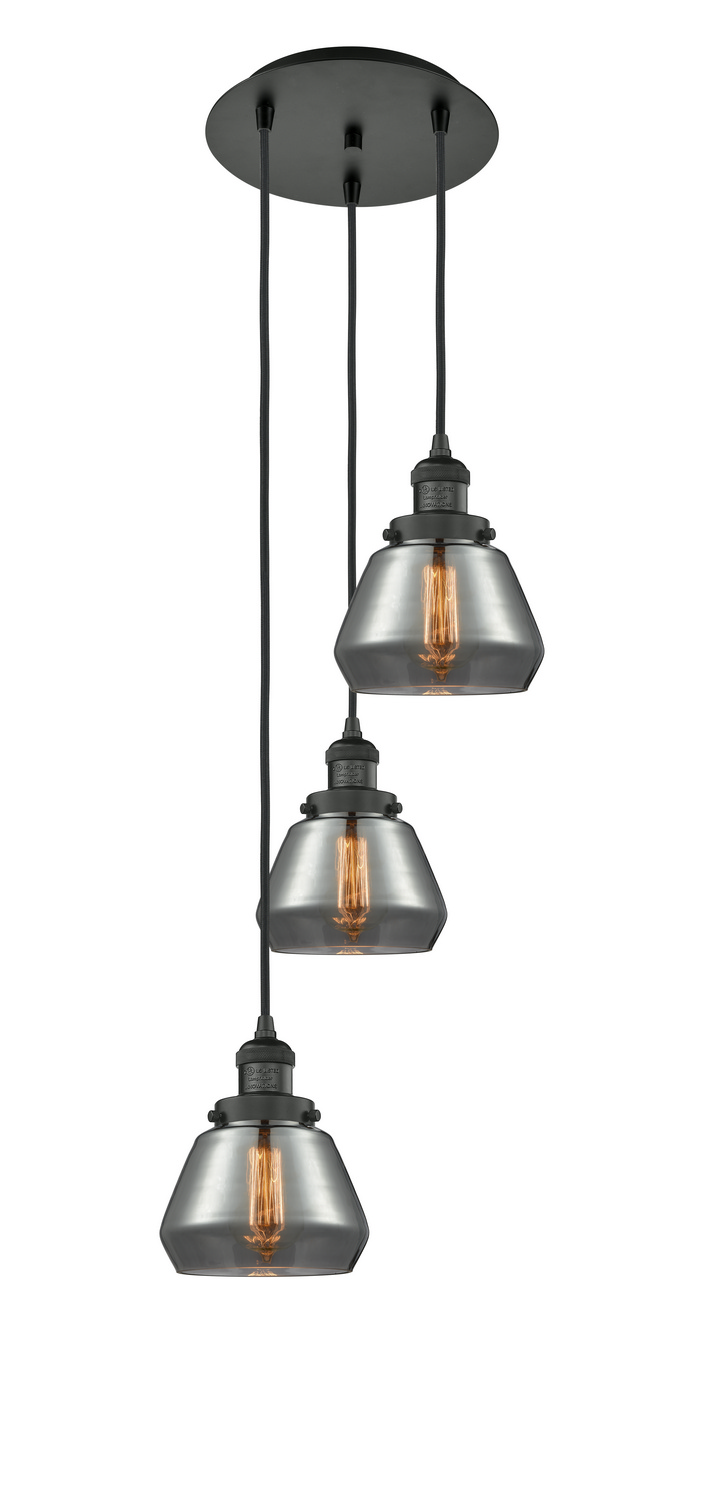 Three Light Pendant by Innovations - Franklin Restoration Collection, Matte Black Finish - 113F-3P-BK-G173