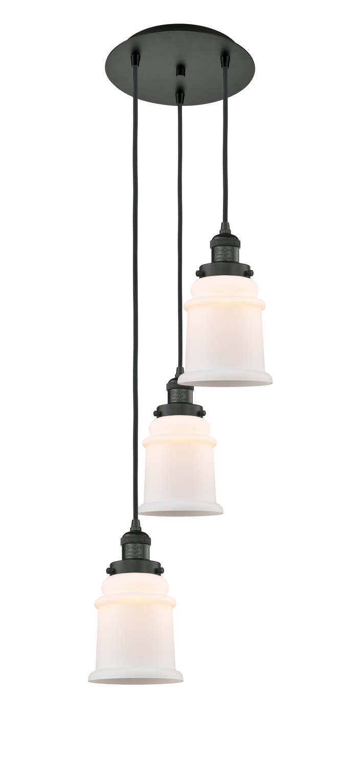 Three Light Pendant by Innovations - Franklin Restoration Collection, Matte Black Finish - 113F-3P-BK-G181