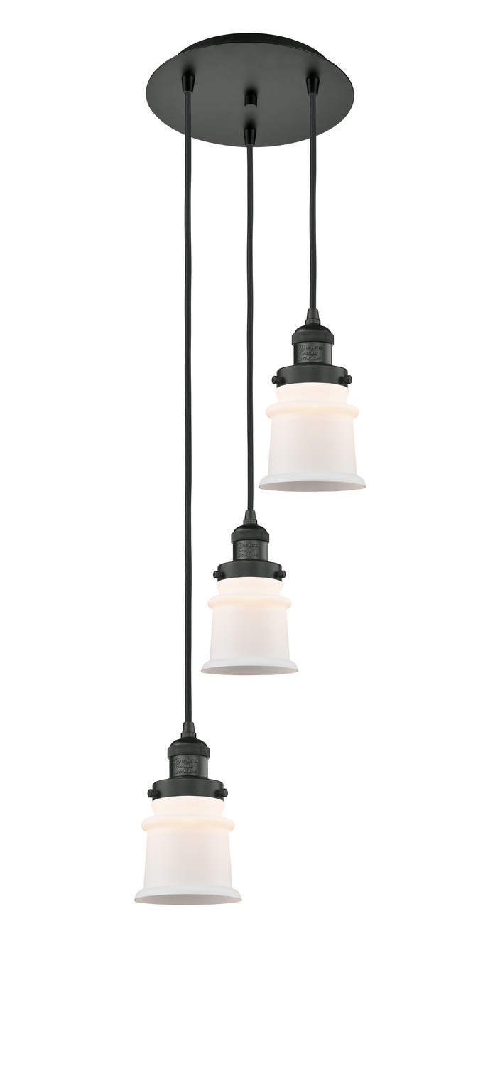 Three Light Pendant by Innovations - Franklin Restoration Collection, Matte Black Finish - 113F-3P-BK-G181S