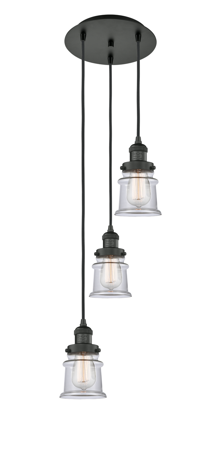 Three Light Pendant by Innovations - Franklin Restoration Collection, Matte Black Finish - 113F-3P-BK-G182S